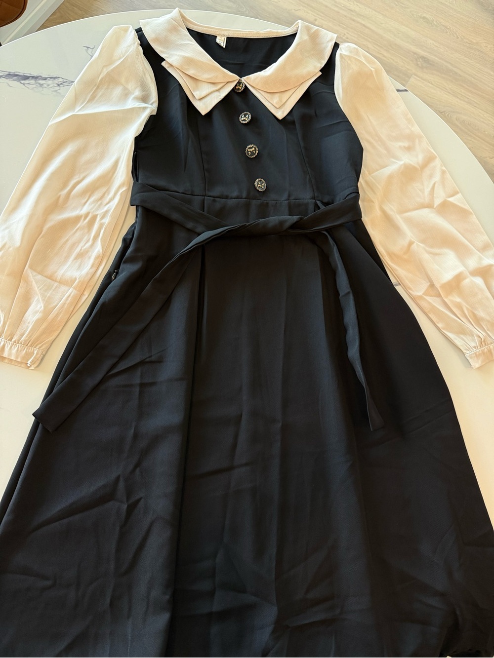 Black and Cream Peter Pan Collar Dress
